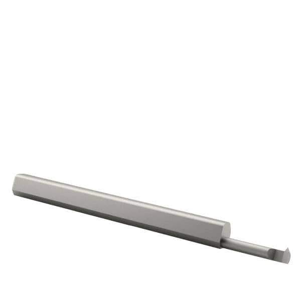 Accupro - 0.4" Cutting Depth, 24 to 56 TPI, 0.12" Diam, Internal Thread, Solid Carbide, Single Point Threading Tool - Bright Finish, 2" OAL, 3/16" Shank Diam, 0.03" Projection from Edge, 60° Profile Angle - Exact Tool & Supply