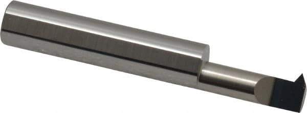 Accupro - 3/4" Cutting Depth, 10 to 32 TPI, 0.32" Diam, Internal Thread, Solid Carbide, Single Point Threading Tool - Bright Finish, 2-1/2" OAL, 3/8" Shank Diam, 0.075" Projection from Edge, 60° Profile Angle - Exact Tool & Supply