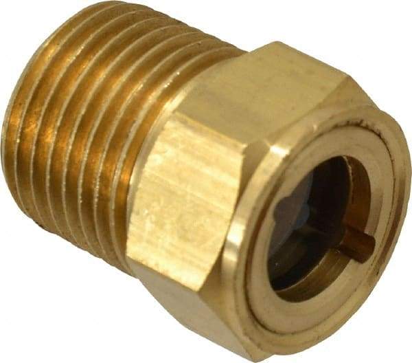 Trico - 1" Sight Diam, 1/2" Thread, 1-3/32" OAL, Viewport Sight Glass & Flow Sight - 7/8" Hex Head, With Baffle - Exact Tool & Supply