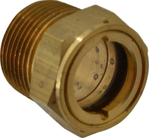 Trico - 1" Sight Diam, 3/4" Thread, 1-1/8" OAL, Viewport Sight Glass & Flow Sight - 1-1/8" Hex Head, Without Baffle - Exact Tool & Supply
