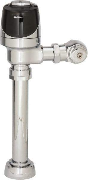 Sloan Valve Co. - 1-1/2" Spud Coupling, 3/4" Pipe, Closet Automatic Flush Valve - Handle Opening, 1.6 Gal per Flush, Plastic Cover, Powered by 4 AA Batteries - Exact Tool & Supply