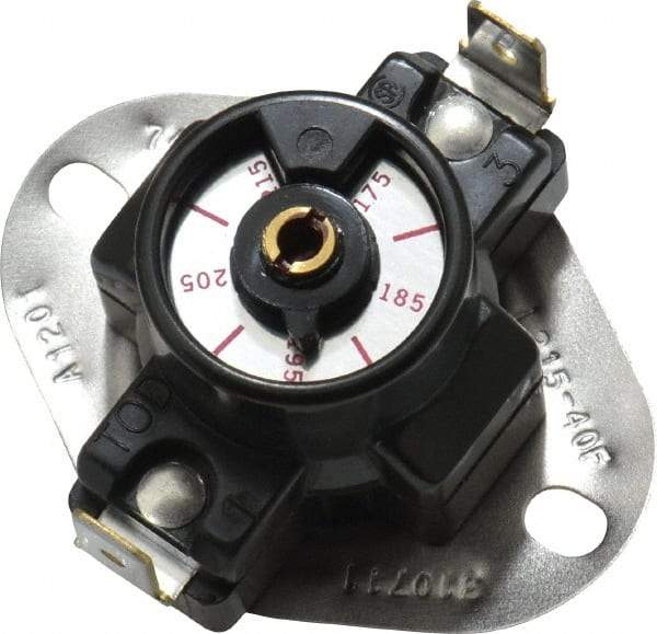 White-Rodgers - 175 to 215°F Cut In Temp, Open on Rise Switch Action, Snap Disc Control - 120/240 VAC, 72A at 120VAC, 60A at 240VAC Locked Rotor Amps, 25A at 120VAC, 25A at 240VAC Resistive Rating, Limit Control - Exact Tool & Supply