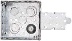 Cooper Crouse-Hinds - 1 Gang, (13) 1/2 & 3/4" Knockouts, Steel Square Outlet Box - 4" Overall Height x 4" Overall Width x 1-1/2" Overall Depth - Exact Tool & Supply