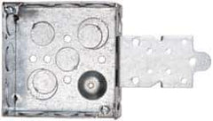 Cooper Crouse-Hinds - 1 Gang, (13) 1/2 & 3/4" Knockouts, Steel Square Outlet Box - 4" Overall Height x 4" Overall Width x 1-1/2" Overall Depth - Exact Tool & Supply
