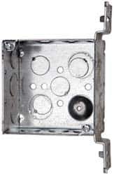 Cooper Crouse-Hinds - 1 Gang, (13) 1/2 & 3/4" Knockouts, Steel Square Outlet Box - 4" Overall Height x 4" Overall Width x 2-1/8" Overall Depth - Exact Tool & Supply