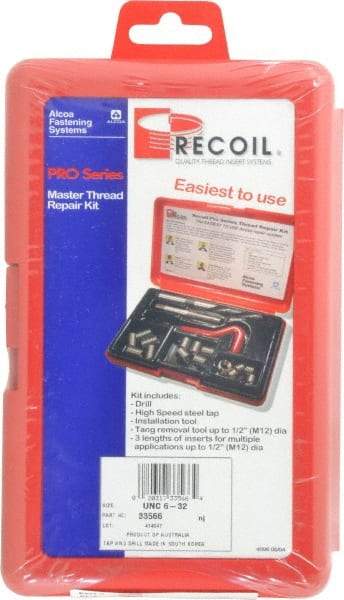 Value Collection - 36 Inserts, #6-32, #6-32 UNC, Thread Repair Kit - 0.207" Insert Length - Exact Tool & Supply
