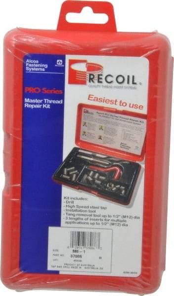 Value Collection - 36 Inserts, M8x1.00, M8x1.00 Metric Fine, Thread Repair Kit - 12mm Insert Length - Exact Tool & Supply