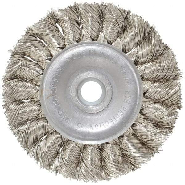 Anderson - 3" OD, 1/2" Arbor Hole, Knotted Stainless Steel Wheel Brush - 3/8" Face Width, 5/8" Trim Length, 0.014" Filament Diam, 25,000 RPM - Exact Tool & Supply