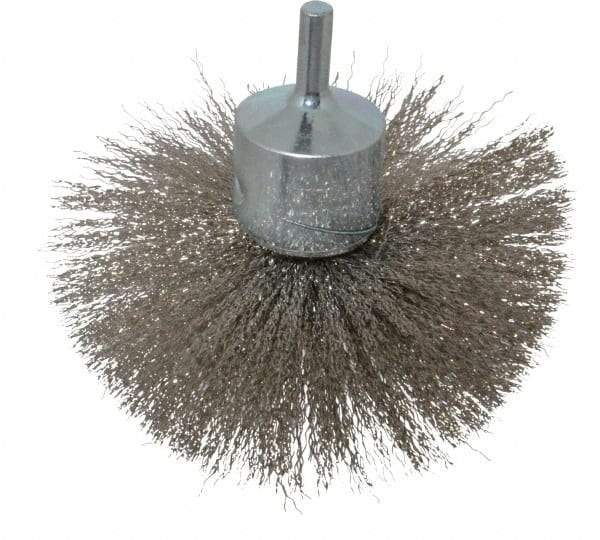 Anderson - 4" Brush Diam, Crimped, Flared End Brush - 1/4" Diam Shank, 15,000 Max RPM - Exact Tool & Supply