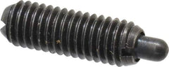 Gibraltar - 10-32, 9/16" Thread Length, 1/8" Plunger Projection, Steel Threaded Spring Plunger - 0.093" Max Plunger Diam, 0.3 Lb Init End Force, 3 Lb Final End Force - Exact Tool & Supply