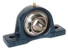 Value Collection - 1-1/8" ID, 3-5/16" OAW x 6-1/2" OAL x 3-5/16" OAH High Temperature Ball Bearing Pillow Block - 2,500 Lb Static Cap, 4,300 Lb Dyn Cap, 4-3/4" Btw Mnt Hole Ctrs, 1-11/16" Base-to-Ctr Ht, Cast Iron - Exact Tool & Supply