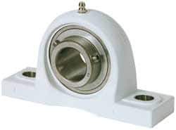 Value Collection - 1-1/8" ID, 1-1/2" OAL x 3-5/16" OAH Pillow Block - 2,540 Lb Static Cap, 4,383 Lb Dyn Cap, 4-11/16" Btw Mnt Hole Ctrs, SS Thermoplastic - Exact Tool & Supply