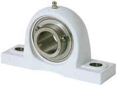 Value Collection - 1-1/4" ID, 1-1/2" OAL x 3-5/16" OAH Pillow Block - 2,540 Lb Static Cap, 4,383 Lb Dyn Cap, 4-11/16" Btw Mnt Hole Ctrs, SM Thermoplastic - Exact Tool & Supply