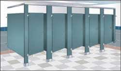Bradley - 1 Steel In-Corner Washroom Partition Compartment - 57 Inch Long x 36 Inch Wide x 96 Inch High, ADA Compliant Stall Compatibility, Almond - Exact Tool & Supply