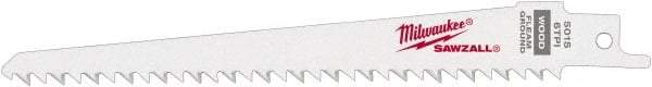 Milwaukee Tool - 6" Long x 3/4" Thick, Steel Reciprocating Saw Blade - Tapered Profile, 6 TPI, Toothed Edge, Universal Shank - Exact Tool & Supply
