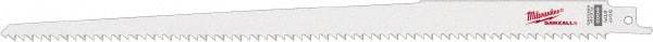 Milwaukee Tool - 12" Long x 3/4" Thick, Steel Reciprocating Saw Blade - Tapered Profile, 6 TPI, Toothed Edge, Universal Shank - Exact Tool & Supply