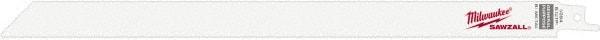 Milwaukee Tool - 12" Long x 3/4" Thick, Steel Reciprocating Saw Blade - Straight Profile, 8 to 12 TPI, Toothed Edge, Universal Shank - Exact Tool & Supply