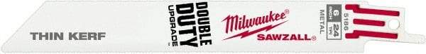 Milwaukee Tool - 6" Long x 3/4" Thick, Steel Reciprocating Saw Blade - Straight Profile, 24 TPI, Toothed Edge, Universal Shank - Exact Tool & Supply