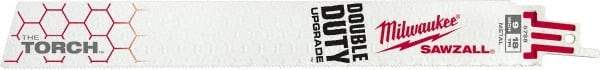 Milwaukee Tool - 9" Long x 1" Thick, Steel Reciprocating Saw Blade - Straight Profile, 18 TPI, Toothed Edge, Universal Shank - Exact Tool & Supply
