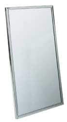 Made in USA - 18 Inch Wide x 36 Inch High, Theft Resistant Rectangular Glass Washroom Mirror - Stainless Steel Frame - Exact Tool & Supply