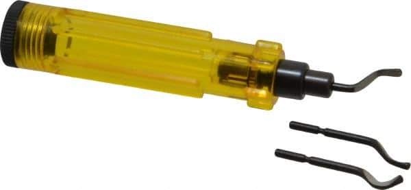 Shaviv - 4 Piece High Speed Steel Blade Hand Deburring Tool Set - E100, E200, E300 Blades, For Hole Edge, Straight Edge - Exact Tool & Supply