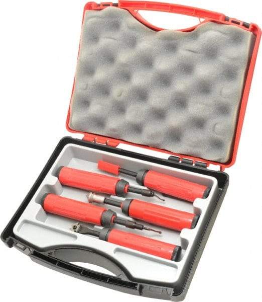 Shaviv - 18 Piece High Speed Steel Blade Hand Deburring Tool Set - B, C, D, E, F Blades, For Flat Surface, Hole Edge, Hole Inner Surface, Straight Edge - Exact Tool & Supply