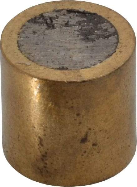 Mag-Mate - 1/2" Diam x 1/2" High, 3-1/2 Lb Average Pull Force, 7 Lb Max Pull Force, Neodymium Rare Earth Shielded Magnet - Brass Shield, 0.062" Shielding Wall Thickness - Exact Tool & Supply