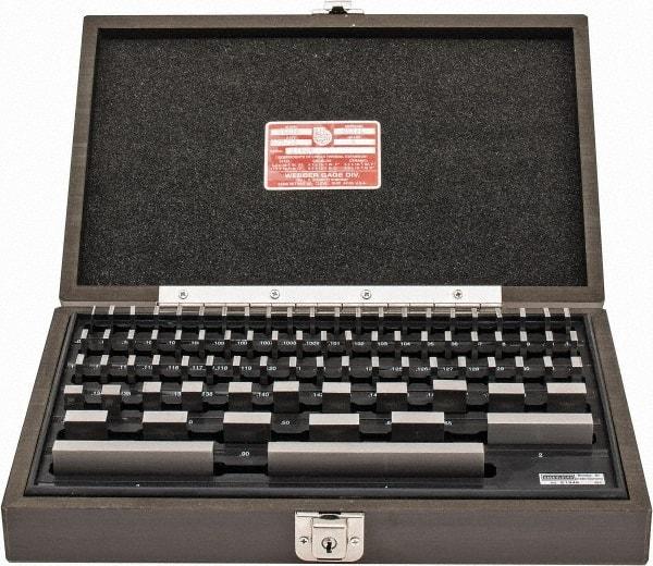 Starrett - 81 Piece, 0.05 to 4", Grade B, Steel Gage Block Set - Rectangular, 0.00005" Tolerance - Exact Tool & Supply