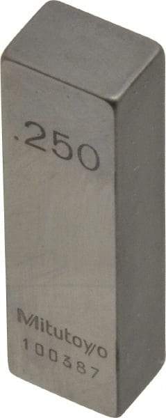 Mitutoyo - 0.25" Rectangular Steel Gage Block - Accuracy Grade AS-1, Includes Certificate of Inspection - Exact Tool & Supply