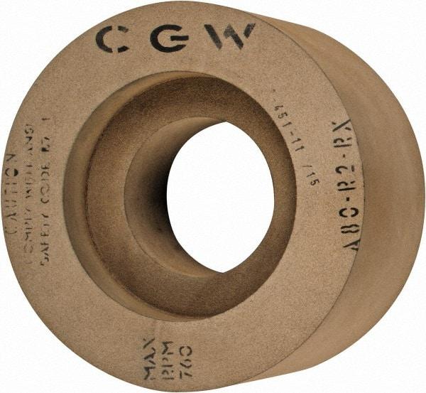 Camel Grinding Wheels - 6" Wide x 12" Diam, Type 7 Feed Regulating Wheel - 5" Hole Size, 80 Grit, Hardness R, 7-1/2" Diam x 1-1/2" Deep Recess, 7-1/2" Diam x 1-1/2" Deep Opposite Side Recess - Exact Tool & Supply