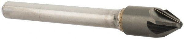 SGS - 3/8" Head Diam, 1/4" Shank Diam, 6 Flute 60° Solid Carbide Countersink - Exact Tool & Supply