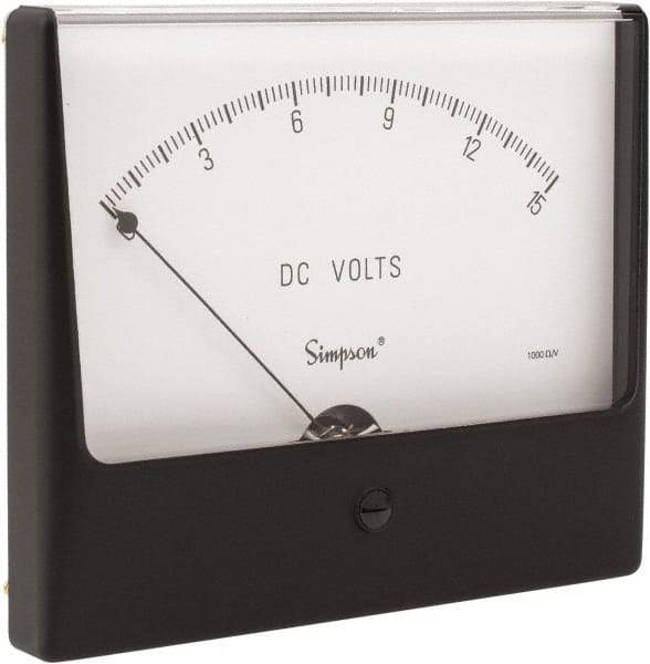 Simpson Electric - Analog, DC Voltmeter, Panel Meter - 60 Hz, 1000 Ohms at 60 Hz, 15 VDC - Exact Tool & Supply