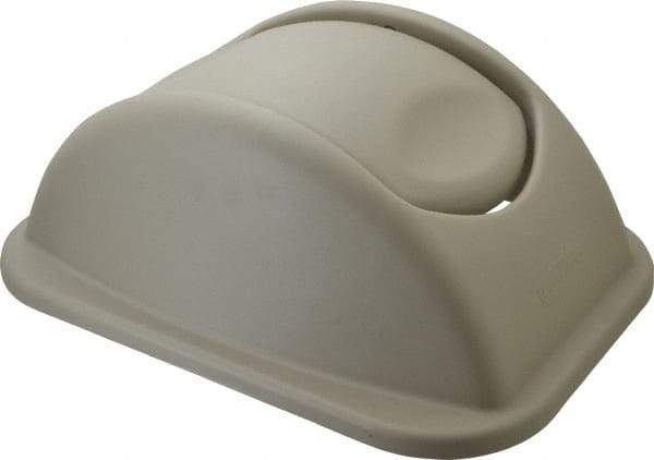Rubbermaid - Dome Lid for Use with Rectangular Trash Cans - Beige, Polypropylene, For Untouchable Trash Cans - Exact Tool & Supply