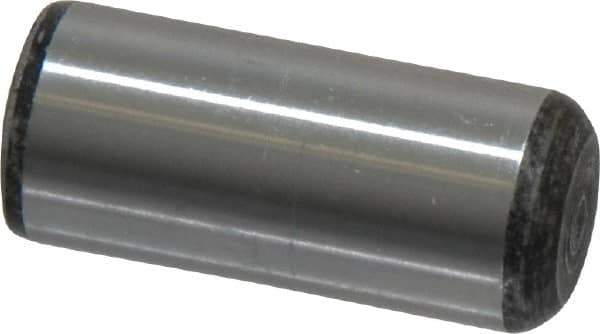 Value Collection - 7/16" Diam x 1" Pin Length Grade 8 Alloy Steel Standard Dowel Pin - C 50-58 Hardness, 39,100 Lb Breaking Strength, 1 Beveled & 1 Rounded End - Exact Tool & Supply