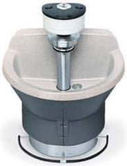 Bradley - Semi-Circular, Foot-Controlled, External Drain, 54" Diam, 4 Person Capacity, Bradstone, Wash Fountain - 3 GPM, 9" Bowl Depth, 29-1/4" High - Exact Tool & Supply