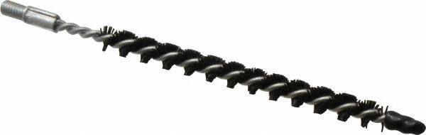 Schaefer Brush - 3" Brush Length, 1/4" Diam, Nylon Single Stem, Single Spiral Condenser Tube Brush - 4-1/2" Long, Nylon, 8-32 Male Connection - Exact Tool & Supply