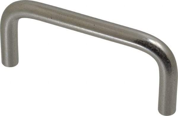 Amatom Electronic Hardware - 3-5/16" Long x 1-1/2" High, Round Handle - Clear Passivated, Stainless Steel, 3" Center to Center - Exact Tool & Supply