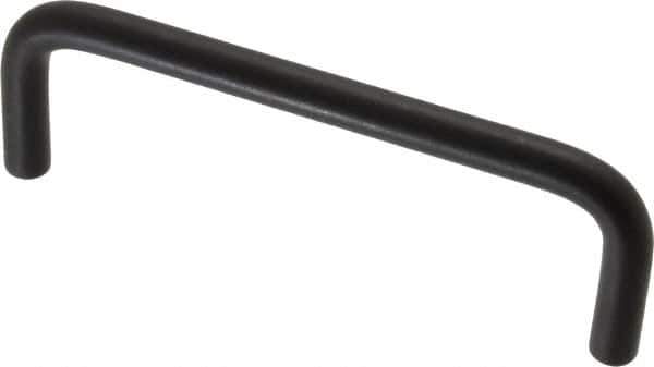 Amatom Electronic Hardware - 4-5/16" Long x 1-1/2" High, Round Handle - Black Anodized, Aluminum, 4" Center to Center - Exact Tool & Supply