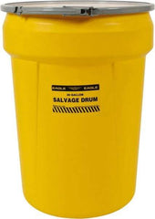 Eagle - 30 Gallon Capacity, Metal Lever Lock, Yellow Salvage Drum - 5 Gallon Container, Polyethylene, 220 Lb. Capacity, UN 1H2/X100/S Listing - Exact Tool & Supply
