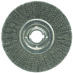 12" Diameter - 2" Arbor Hole - Crimped Steel Wire Straight Wheel - Exact Tool & Supply