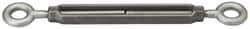 Made in USA - 3,500 Lb Load Limit, 5/8" Thread Diam, 6" Take Up, Stainless Steel Eye & Eye Turnbuckle - 7-3/4" Body Length, 9/16" Neck Length, 16" Closed Length - Exact Tool & Supply