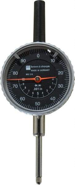 TESA Brown & Sharpe - 1" Range, 0-100 Dial Reading, 0.001" Graduation Dial Drop Indicator - 2-1/4" Dial, 0.1" Range per Revolution, Revolution Counter - Exact Tool & Supply