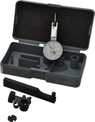 TESA Brown & Sharpe - 0.008 Inch Range, 0.0001 Inch Dial Graduation, Horizontal Dial Test Indicator - 1 Inch White Dial, 0-4-0 Dial Reading, Accurate to 0.0001 Inch - Exact Tool & Supply