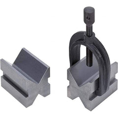 TESA Brown & Sharpe - 1-1/2" Max Capacity, 90° Angle, Mild Steel V-Block - 2" Long x 1-1/2" Wide x 1-1/2" High, Sold as 2 Block Set - Exact Tool & Supply