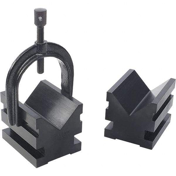 TESA Brown & Sharpe - 12.7 to 2-1/2" Capacity, 90° Angle, Mild Steel V-Block - 3" Long x 2-1/2" Wide x 2-1/2" High, Sold as 2 Block Set - Exact Tool & Supply