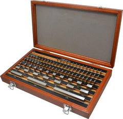 Mitutoyo - 81 Piece, 0.05 to 4", Grade AS-1, Steel Gage Block Set - Rectangular, 12µ (0.45-1"), 16µ (2"), 20µ (3"), 24µ (4"), 8µ (0.05-0.4") Tolerance - Exact Tool & Supply