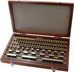 Mitutoyo - 81 Piece, 0.05 to 4", Grade AS-2, Steel Gage Block Set - Rectangular, 18µ (0.05-0.4"), 24µ (0.45-1"), 32µ (2"), 40µ (3"), 48µ (4") Tolerance - Exact Tool & Supply