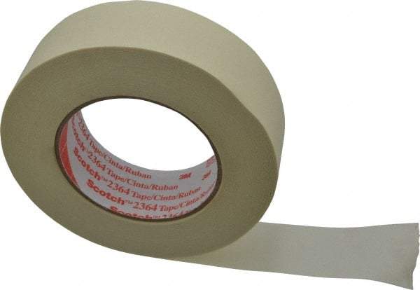 3M - 1-1/2" Wide x 60 Yd Long Tan Paper Masking Tape - Series 2364, 6.5 mil Thick, 24 In/Lb Tensile Strength - Exact Tool & Supply