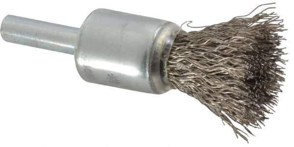 Anderson - 1/2" Brush Diam, Crimped, End Brush - 1/4" Diam Shank, 25,000 Max RPM - Exact Tool & Supply