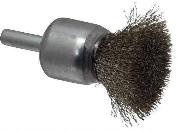 Anderson - 3/4" Brush Diam, Crimped, End Brush - 1/4" Diam Shank, 22,000 Max RPM - Exact Tool & Supply